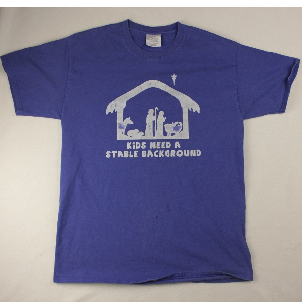 Kids Need A Stable Background Jesus Tee Funny Nativity Shirt Medium